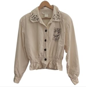 Christine Phillipe California 100% Washable Silk Blouse Jacket Sz S Vintage 90s